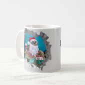 Santa Sea Turtle mit Weihnachtshutte gebrochen Mau Kaffeetasse (Vorderseite Links)