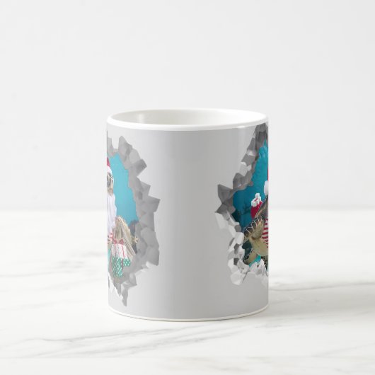 Santa Sea Turtle mit Weihnachtshutte gebrochen Mau Kaffeetasse (Mittel)