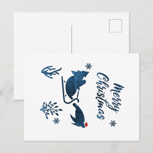 Santa Sea Turtle Postkarte (Vorne/Hinten)