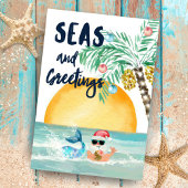 Santa Seas & Greetings Beach Game & Jokes Dreifach Gefaltete Urlaubskarte