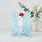 Santa Seepferd personalisieren Feiertagspostkarte (Stehend Vorderseite)