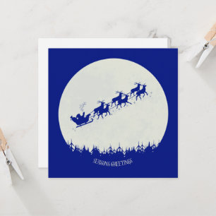 Santa & sein Rentier Flache Weihnachtskarte Karte
