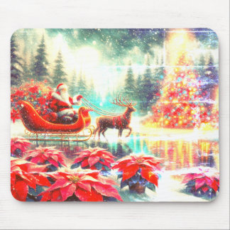 Santa, sein Schlitten + Rudolph das rotnasige Rent Mousepad