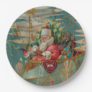 Santa & seine erstaunliche fliegende Maschine Papp Pappteller