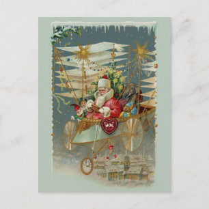 Santa & Seine erstaunliche fliegende Maschine Post Feiertagspostkarte