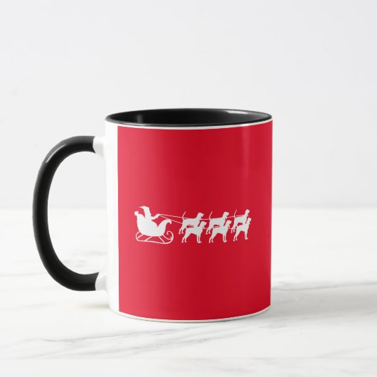 Santa & Seiner Coonhound Sleigh Tasse (Links)