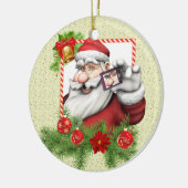 Santa Selfie Kunst Keramik Keramikornament (Links)