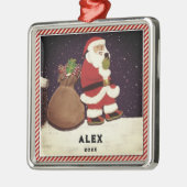 Santa Selfie Silbernes Ornament (Links)