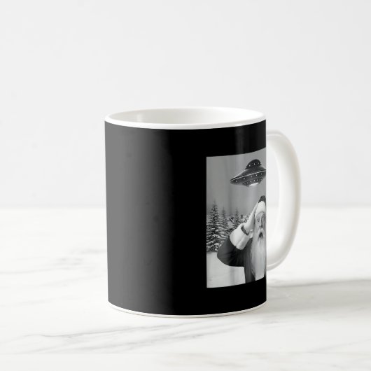 Santa Selfie With Reindeer Ufo Funny Xmas Men Wome Kaffeetasse (VorderseiteRechts)