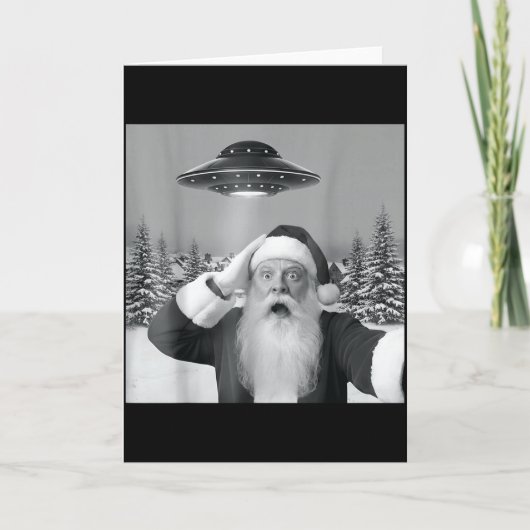 Santa Selfie With Reindeer Ufo Funny Xmas Men Wome Karte (Vorderseite)