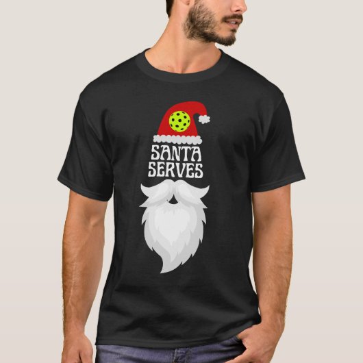 Santa Serves Pickleball - Christmas Pickleball T-Shirt (Vorderseite)