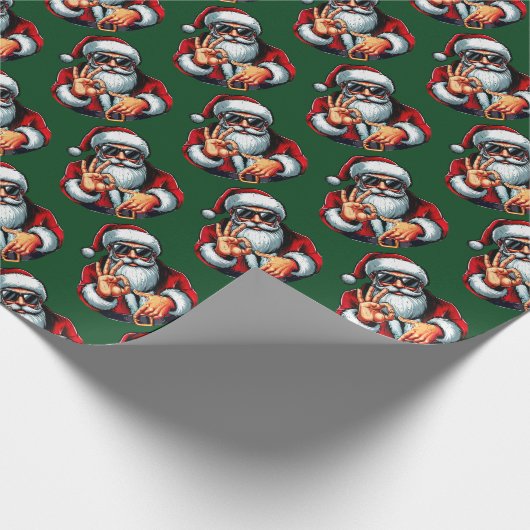 Santa Shades & 6–7 Sign – Bold Christmas Pattern Geschenkpapier (Ecke)