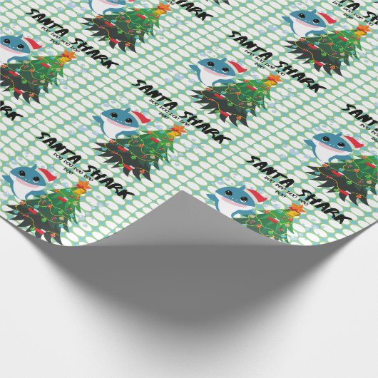 Santa Shark Baby Shark Holiday Papier Geschenkpapier (Ecke)