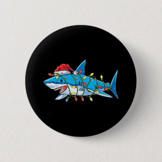 Santa Shark Christmas Lights Sharkmas Tree Xmas Bo Button