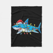 Santa Shark Christmas Lights Sharkmas Tree Xmas Bo Fleecedecke (Vorderseite)