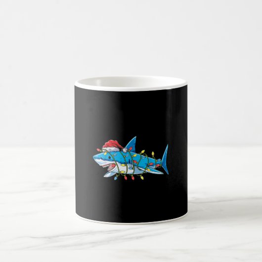Santa Shark Christmas Lights Sharkmas Tree Xmas Bo Kaffeetasse (Mittel)