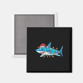 Santa Shark Christmas Lights Sharkmas Tree Xmas Bo Magnet (Vorderseite/Rückseite)