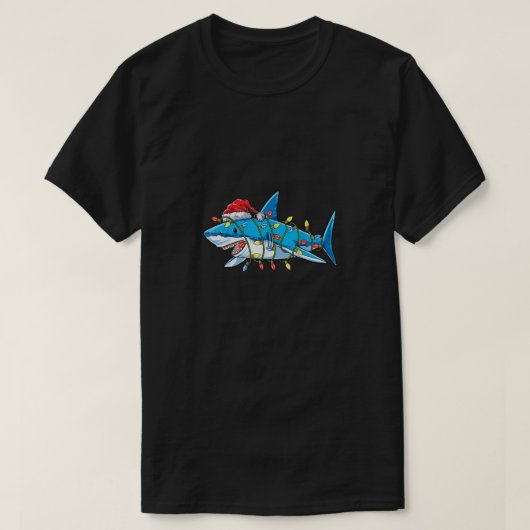 Santa Shark Christmas Lights Sharkmas Tree Xmas Bo T-Shirt (Design vorne)