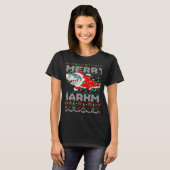 Santa Shark Christmas Lights Ugly Merry Sharkmas T-Shirt (Vorne ganz)