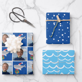 Santa Shark Foto Geschenkpapier Set
