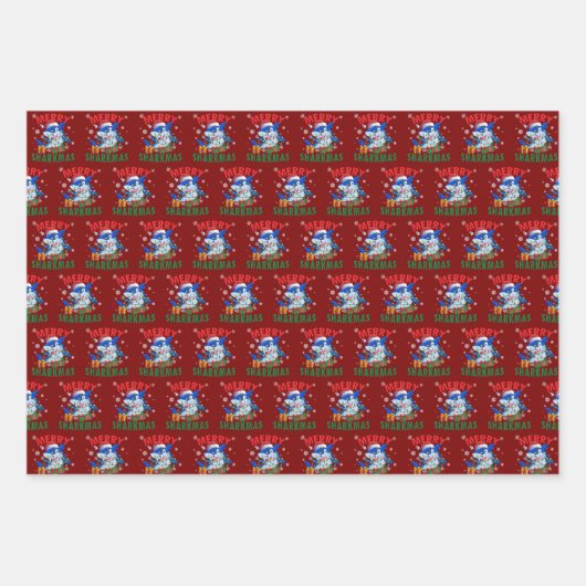 Santa Shark Gift Wrap | Merry Sharkmas Wrap Geschenkpapier Set (Vorderseite 2)