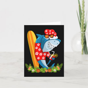 Santa Shark Hawaiian Summer Surfshai Christma Karte