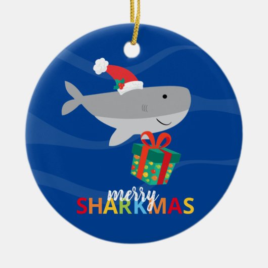 Santa Shark Keramik Ornament (Vorne)