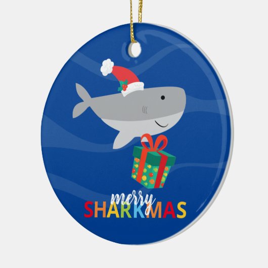 Santa Shark Keramik Ornament (Links)
