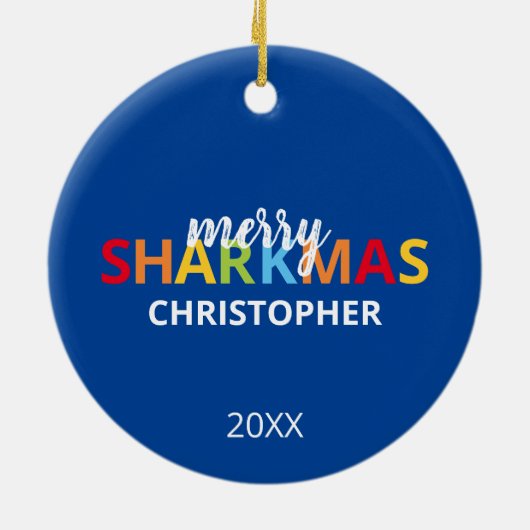 Santa Shark Keramik Ornament (Hinten)