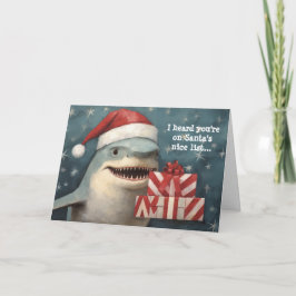 Santa Shark Nice Liste Weihnachten Karte