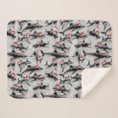 Santa Shark Pattern Sherpadecke (Vorderseite (Horizontal))