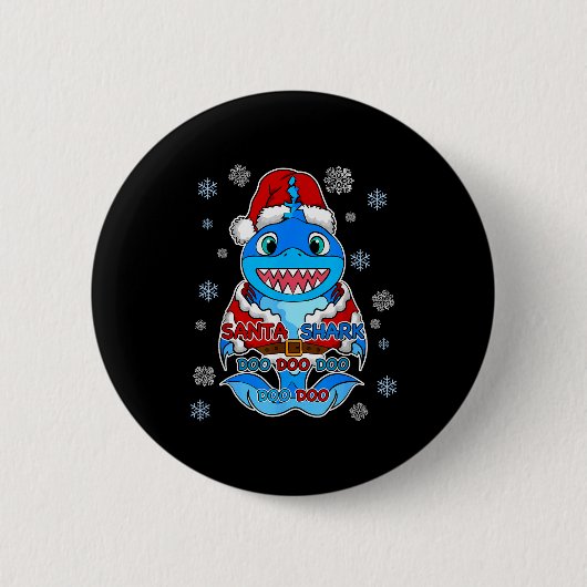 Santa Shark, Shark In A Santa Suit, Christmas Shar Button (Vorderseite)