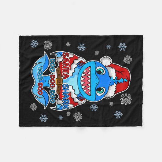 Santa Shark, Shark In A Santa Suit, Christmas Shar Fleecedecke (Vorderseite (Horizontal))