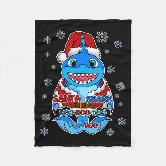 Santa Shark, Shark In A Santa Suit, Christmas Shar Fleecedecke (Vorderseite)