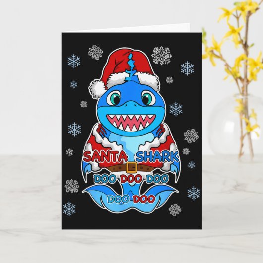 Santa Shark, Shark In A Santa Suit, Christmas Shar Karte (Gelbe Blume)