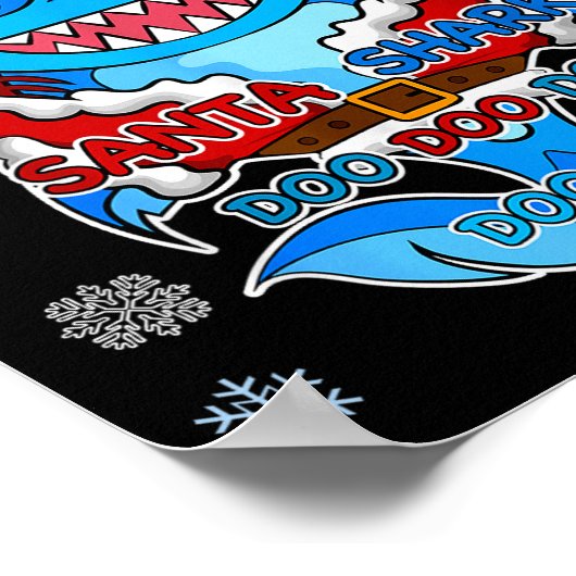 Santa Shark, Shark In A Santa Suit, Christmas Shar Poster (Ecke)