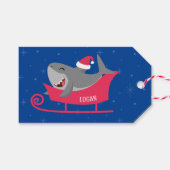 Santa Shark Sled Geschenkanhänger (Vorderseite (Horizontal))
