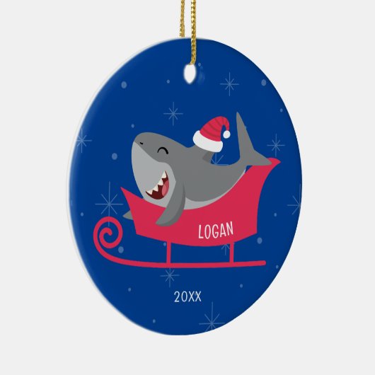 Santa Shark Sled Ornament (Rechts)