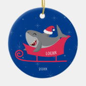 Santa Shark Sled Ornament (Vorne)
