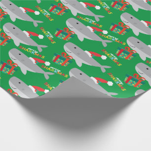 Santa Shark Wrapping Paper Geschenkpapier