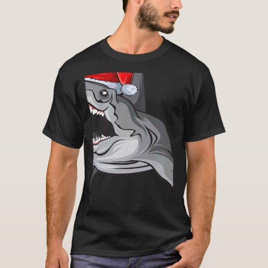 Santa Sharkmas Xmas Shark Christmas T-Shirt (Vorderseite)