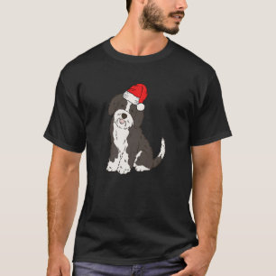 Santa Sheepadoodle Winter Christmas Hund Mama Holi T-Shirt