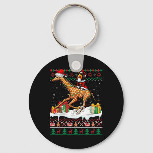 Santa Sheltie Riding Giraffe Weihnachts Sweater Lo Schlüsselanhänger