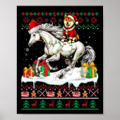 Santa Shiba Inu Reiten Weihnachten Poster (Vorne)