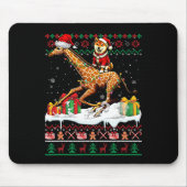Santa Shiba Inu Riding Giraffe Weihnachtssüßer L Mousepad (Vorne)