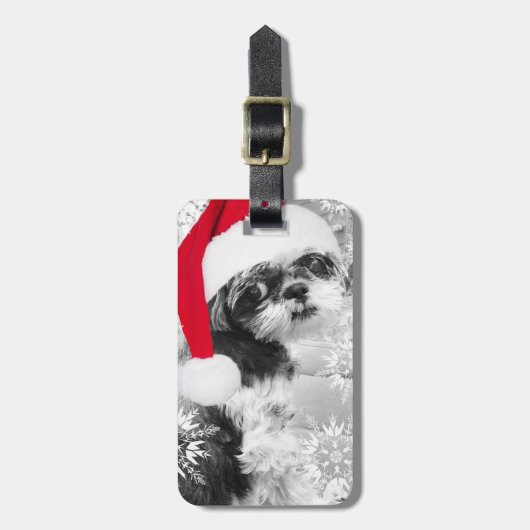 Santa Shih Tzu Gepäck Tag Gepäckanhänger (Vorderseite vertikal)