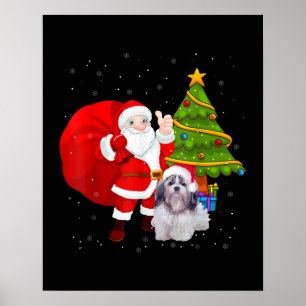 Santa Shih Tzu Weihnachtsbaum Funny Xmas Geschenk Poster