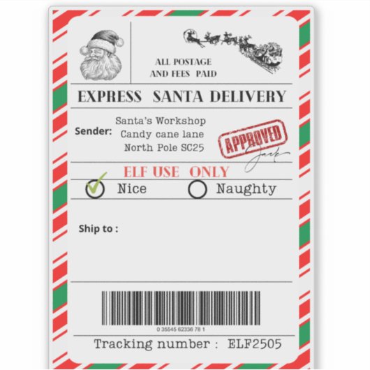 Santa shipping label (Vorderseite)