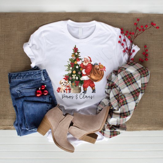 Santa Shirt | Paws & Claus Weihnachten T - Shirt