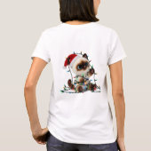 Santa Siamese Cat Tangled in Christmas Lights T-Shirt (Rückseite)